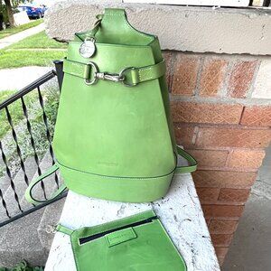 Dooney & Bourke Vintage Alto Pyramid Italy Rare Green Sling Backpack Bag